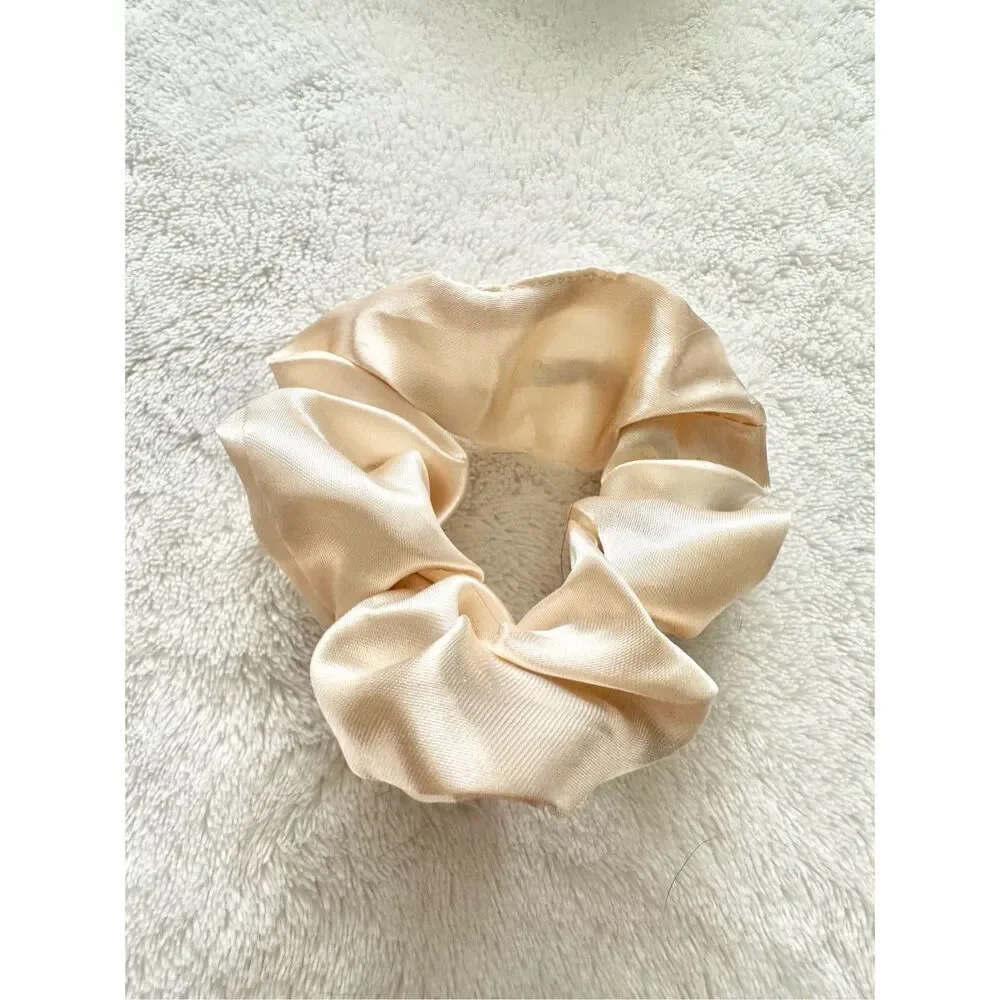 Light off white color satin hair scrunchie